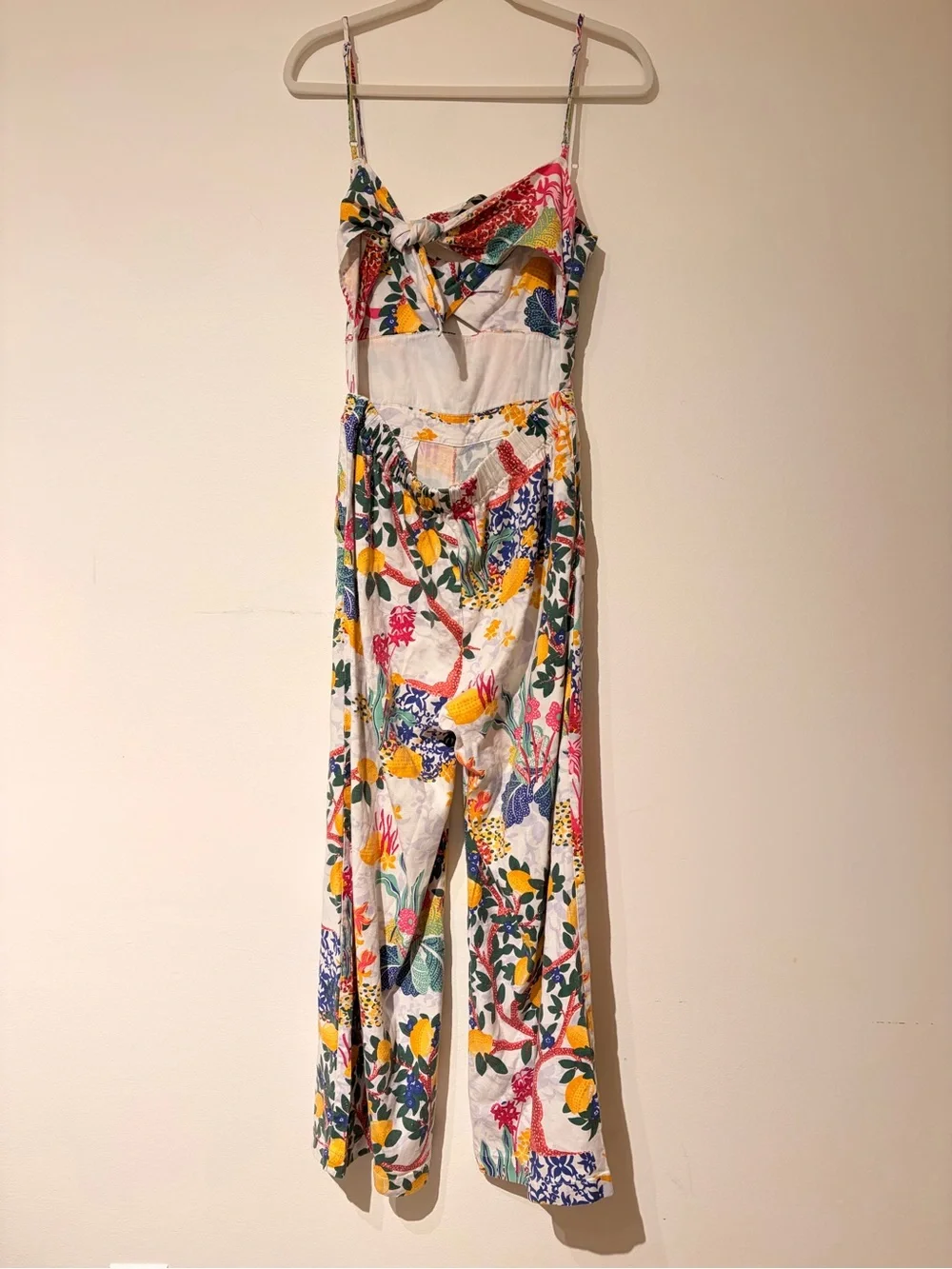 Anthropologie Maeve Cutout Cotton Blend Floral Wide Leg Jumpsuit Size 4
